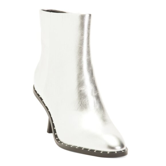 LIVERPOOL LA Silver Leather Costa Heeled Booties